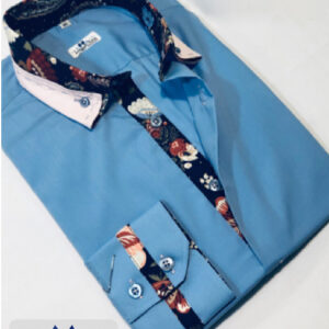 Camisa Azul clara con detalles de  Flores 07